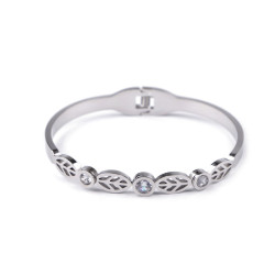 Stainless steel bracelet with rhinestones - Silver (1 Piece)