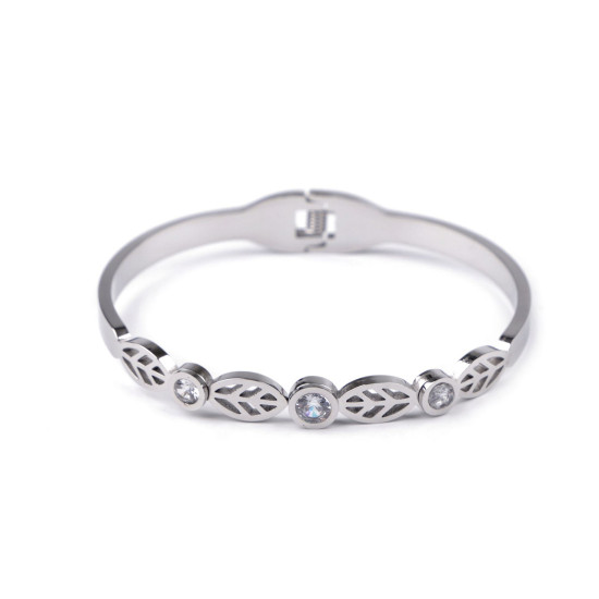 Armband aus edelstahl mit geschliffenen steinchen - Silber (1 Stück) Armband aus edelstahl mit geschliffenen steinchen - Silber (1 Stück)