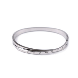 Stainless steel bracelet with rhinestones - Silver (1 Piece)