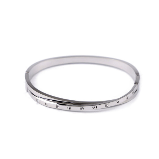 Armband aus edelstahl mit geschliffenen steinchen - Silber (1 Stück) Armband aus edelstahl mit geschliffenen steinchen - Silber (1 Stück)