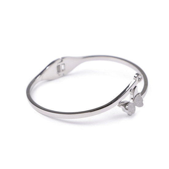 Armband aus edelstahl mit geschliffenen steinchen - Silber (1 Stück) Armband aus edelstahl mit geschliffenen steinchen - Silber (1 Stück)