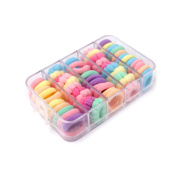 Caja con gomas para el pelo - Mezcla (1 Caja) Caja con gomas para el pelo - Mezcla (1 Caja)