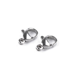 Stainless steel lobster clasp carabiner, more sizes - Platinum (100 Pieces)
