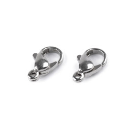 Stainless steel lobster clasp carabiner, more sizes - Platinum (100 Pieces)
