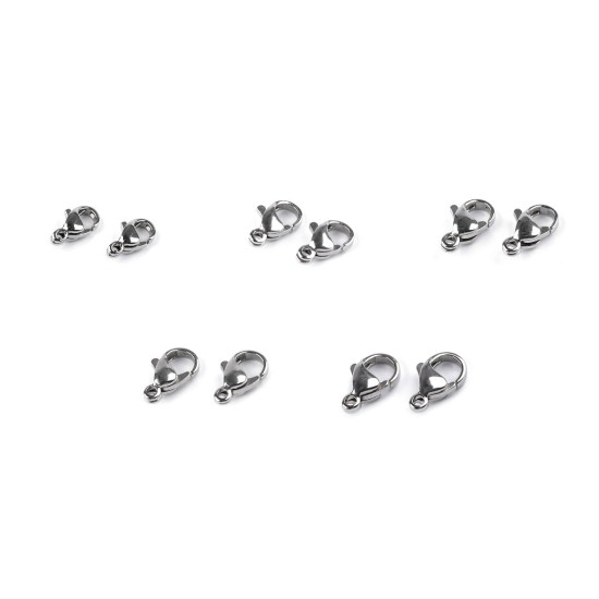 Stainless steel lobster clasp carabiner, more sizes - Platinum (4 Pieces) Stainless steel lobster clasp carabiner, more sizes - Platinum (4 Pieces)