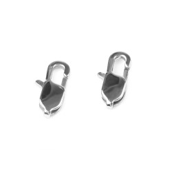 Stainless steel carabiner / lobster clasp 7x15 mm - Platinum (10 Pieces)