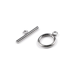 Stainless steel toggle clasps ø14 mm - Platinum (10 Pairs)