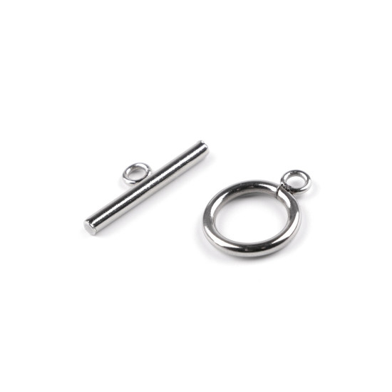 Stainless steel toggle clasps ø14 mm - Platinum (10 Pairs) Stainless steel toggle clasps ø14 mm - Platinum (10 Pairs)