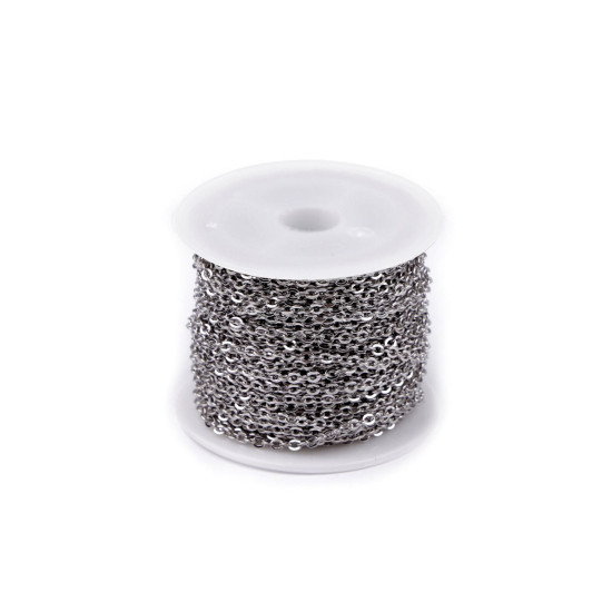 Edelstahlkette 2,3 mm meterware - Platine (1 Meter) Edelstahlkette 2,3 mm meterware - Platine (1 Meter)