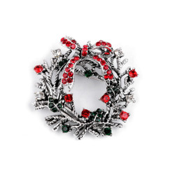 Ghirlanda con spilla, con strass - Rosso (1 Pezzo)