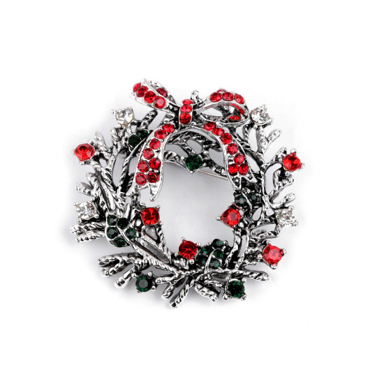 Broche couronne de fête avec strass - Vert foncé (8 Pièces) Broche couronne de fête avec strass - Vert foncé (8 Pièces)