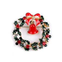 Ghirlanda con spilla, con strass - Verde scuro (1 Pezzo)