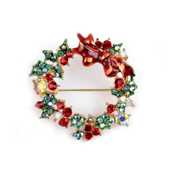 Ghirlanda con spilla, con strass - Rosso (1 Pezzo)