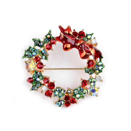 Broche couronne de fête avec strass - Vert foncé (8 Pièces) Broche couronne de fête avec strass - Vert foncé (8 Pièces)