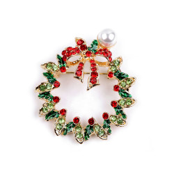 Ghirlanda con spilla, con strass - Verde (1 Pezzo)