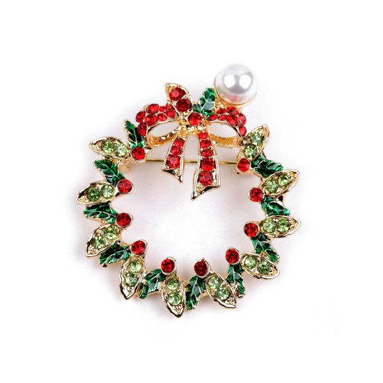 Broche couronne de fête avec strass - Vert foncé (8 Pièces) Broche couronne de fête avec strass - Vert foncé (8 Pièces)