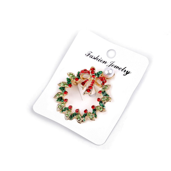 Broche couronne de fête avec strass - Vert foncé (8 Pièces) Broche couronne de fête avec strass - Vert foncé (8 Pièces)