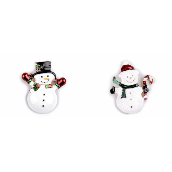 Brooch snowman - White (4 Pieces)