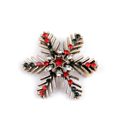 Brooch with rhinestones, snowflake - Gold (1 Piece)