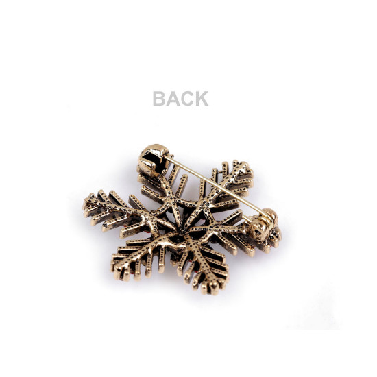 Broche avec strass, flocon de neige - Or (4 Pièces)