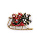 Brooch with rhinestones, wreath, sled - Amber (6 Pieces)