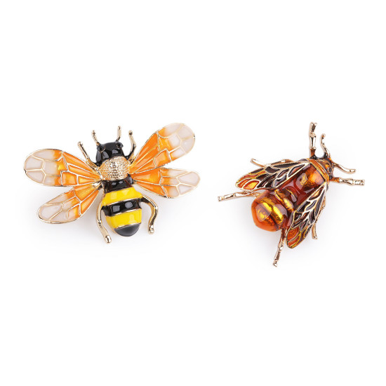 Brooch - wasp, fly - Orange-yellow (2 Pieces)
