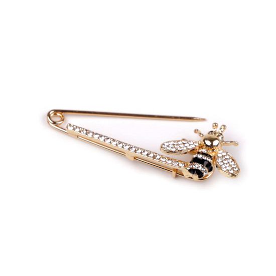 Brooch with rhinestones on safety pin - honeybee - Crystal (4 Pieces) Brooch with rhinestones on safety pin - honeybee - Crystal (4 Pieces)