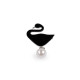 Broche con cuentas de perlas, cisne - Negro (1 Pieza) Broche con cuentas de perlas, cisne - Negro (1 Pieza)