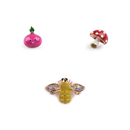 Brooch / badge, mini - Pink (3 Pieces)