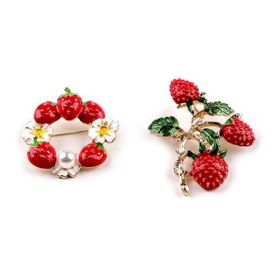 Brosche erdbeeren - Rot (1 Stück) Brosche erdbeeren - Rot (1 Stück)