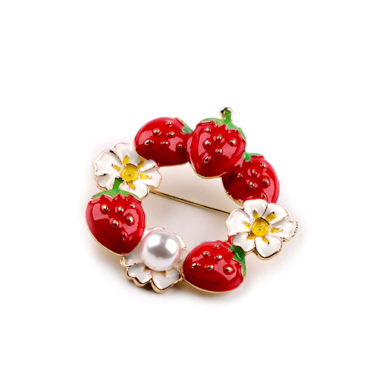 Brosche erdbeeren - Rot (1 Stück) Brosche erdbeeren - Rot (1 Stück)