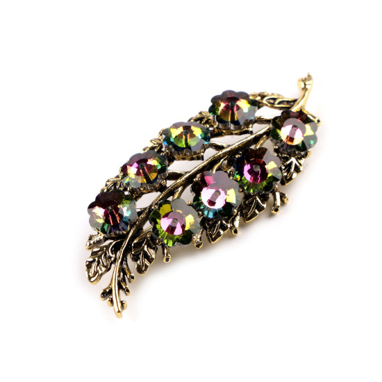 Brosche mit geschliffenen steinchen blatt - Lila-rosa (1 Stück) Brosche mit geschliffenen steinchen blatt - Lila-rosa (1 Stück)