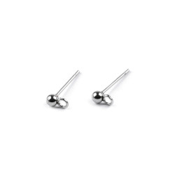 Stainless steel ball stud earring loop ring & post ø3 mm - Platinum (10 Pieces)