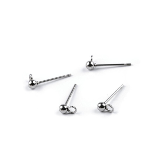 Stainless steel ball stud earring loop ring & post ø3 mm - Platinum (100 Pieces) Stainless steel ball stud earring loop ring & post ø3 mm - Platinum (100 Pieces)