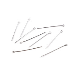 Stainless steel eye pins 40 mm - Platinum (200 Pieces)