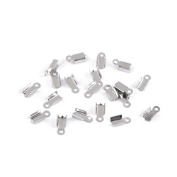 Stainless steel flat cord end 4 mm for leather - Platinum (100 Pieces)