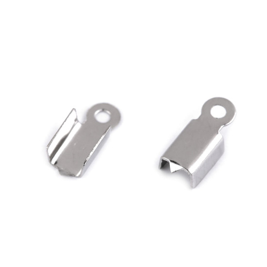 Stainless steel flat cord end 4 mm for leather - Platinum (20 Pieces) Stainless steel flat cord end 4 mm for leather - Platinum (20 Pieces)
