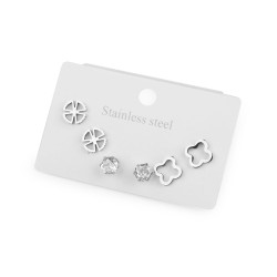Juego de pendientes de acero inoxidable - Plata (1 Juego)