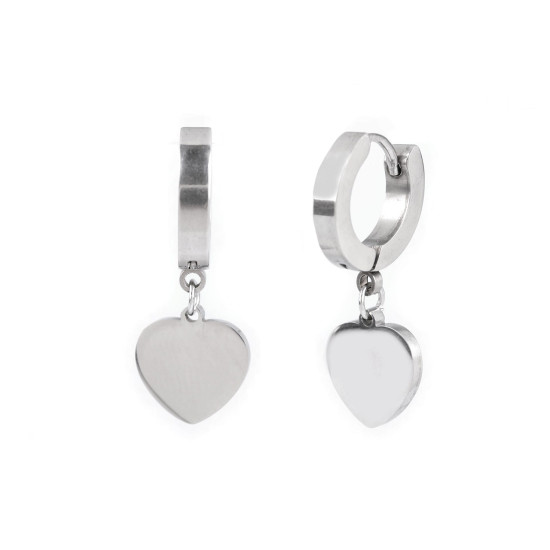 Boucles d'oreilles en acier inoxydable - cœur, trèfle à quatre feuilles, montagne - Argent (1 Paire) Boucles d'oreilles en acier inoxydable - cœur, trèfle à quatre feuilles, montagne - Argent (1 Paire)