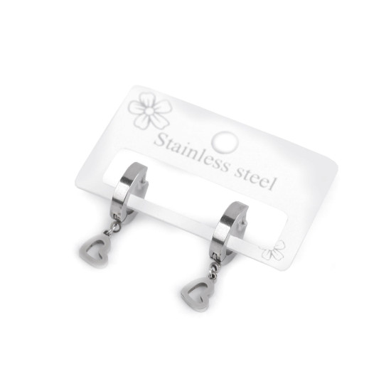 Boucles d'oreilles en acier inoxydable - cœur, trèfle à quatre feuilles, montagne - Argent (1 Paire) Boucles d'oreilles en acier inoxydable - cœur, trèfle à quatre feuilles, montagne - Argent (1 Paire)