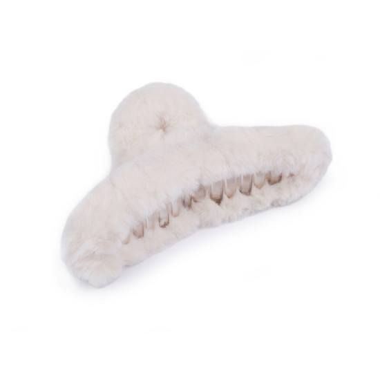 Fur hair claw clip - Ecru (1 Piece) Fur hair claw clip - Ecru (1 Piece)