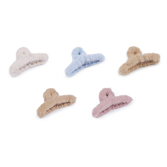 Fur hair claw clip - Ecru (1 Piece) Fur hair claw clip - Ecru (1 Piece)