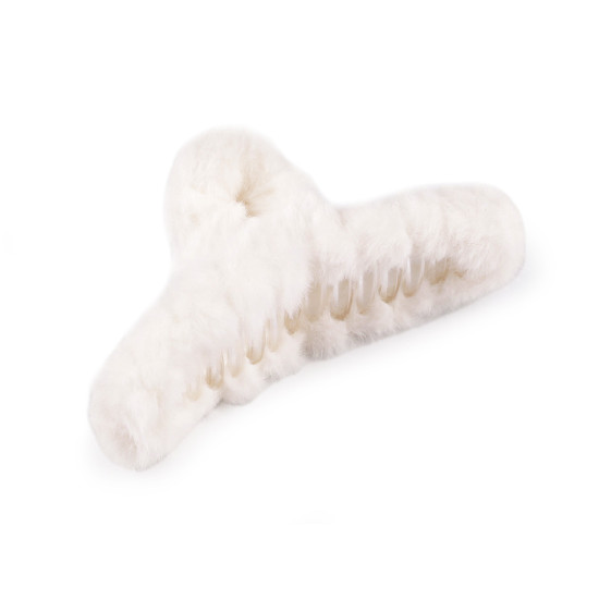 Fur hair claw clip - Ecru (1 Piece) Fur hair claw clip - Ecru (1 Piece)