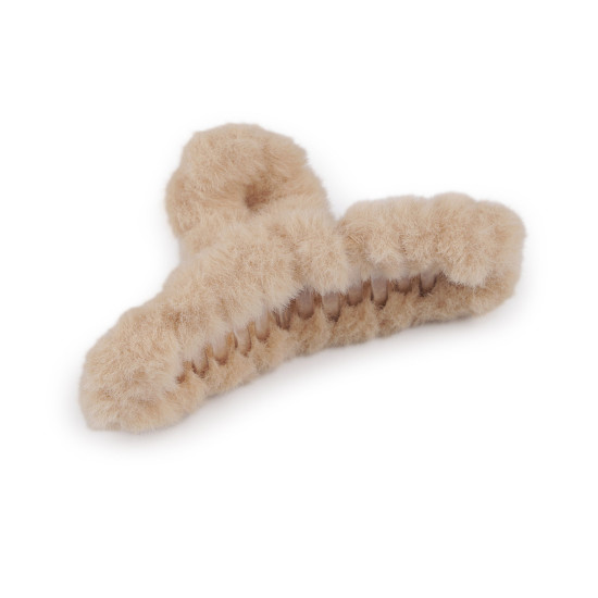 Fur hair claw clip - Ecru (1 Piece) Fur hair claw clip - Ecru (1 Piece)