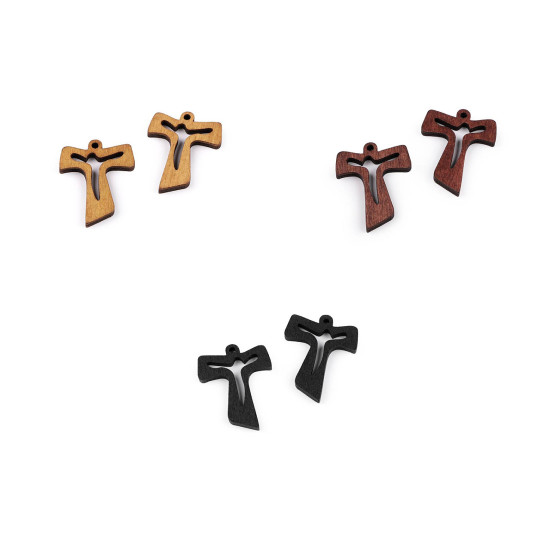 Wooden cross pendant 30x38 mm - Mix variations (120 Pieces)