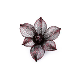 Broszka metalowa z szlifowanymi kamyczkami ø7,5 cm - Bordo (1 Sztuka)