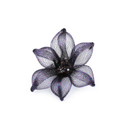 Broszka metalowa z szlifowanymi kamyczkami ø7,5 cm - Fioletowy ciemny (1 Sztuka)