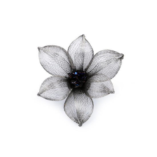 Broszka metalowa z szlifowanymi kamyczkami ø7,5 cm - Srebrny (4 Sztuki) Broszka metalowa z szlifowanymi kamyczkami ø7,5 cm - Srebrny (4 Sztuki)