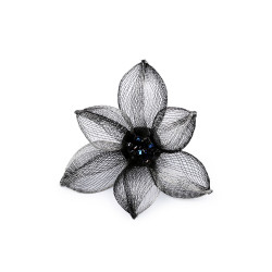 Broszka metalowa z szlifowanymi kamyczkami ø7,5 cm - Hematyt (1 Sztuka)