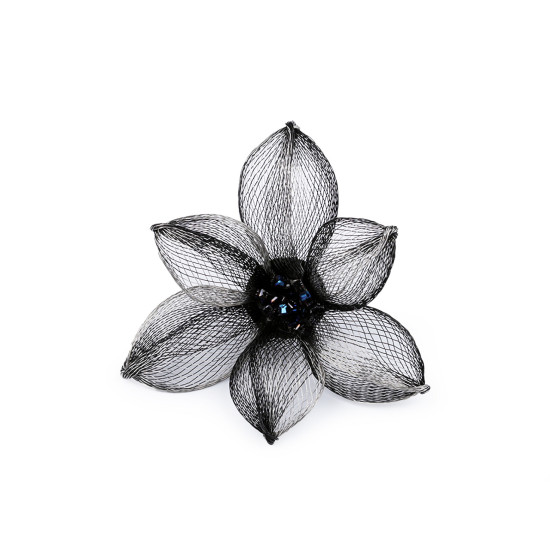 Broszka metalowa z szlifowanymi kamyczkami ø7,5 cm - Srebrny (4 Sztuki) Broszka metalowa z szlifowanymi kamyczkami ø7,5 cm - Srebrny (4 Sztuki)